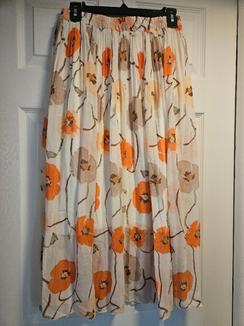 Cream Skirt with Poppies